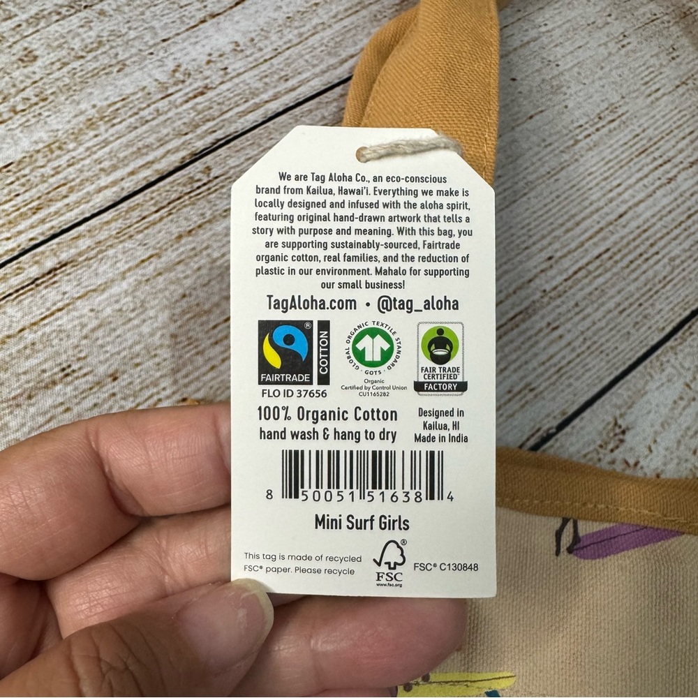 NWT Whole Foods Hawaii x Tag Aloha Mini Tote 100% Cotton Surfer Girl Tote - Picture 11 of 16